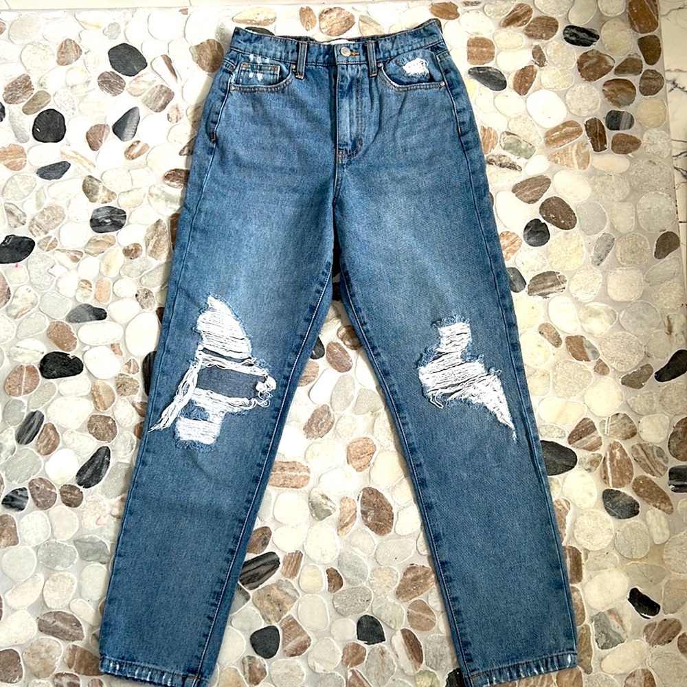 RSQ distress boyfriend ultra high waist style blue jeans 3